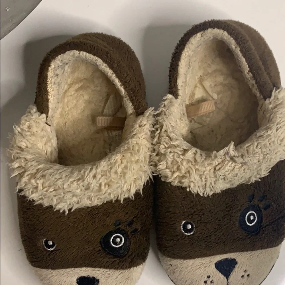 Baby Puppy Eye Patch Slip On House Shoe Slipper brown 7